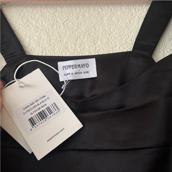 NWT Peppermayo Odette Satin Mini Dress Black Classic LBD Closet Staple size m - Picture 4 of 8